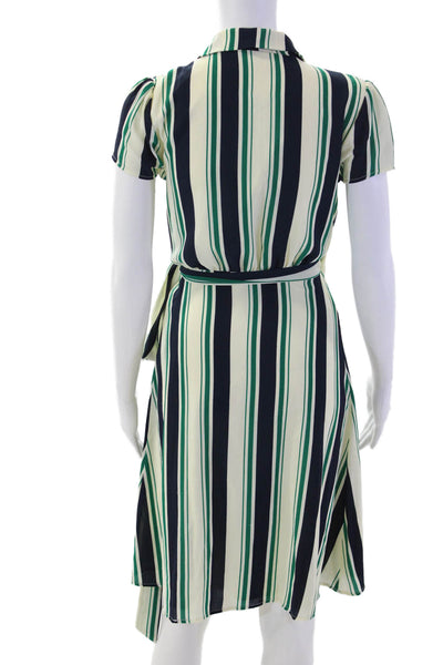 Modcloth Womens Wrap Dress Beige V-Neck Short Sleeve Tie Waist Size S