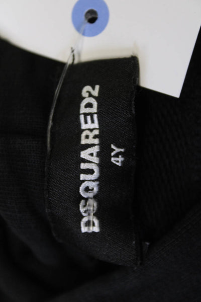 Dsquared2 Girls Long Sleeve V-neck Graphic Print Hoodie Black Size 4Y
