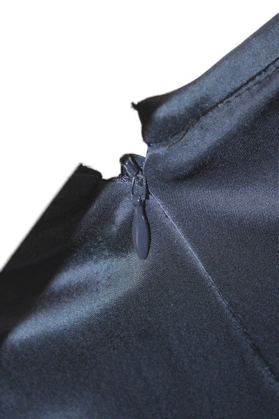 St. John Women Strapless Sheath Dark Blue Satin Dress Size 6