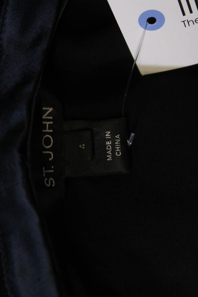 St. John Women Strapless Sheath Dark Blue Satin Dress Size 6
