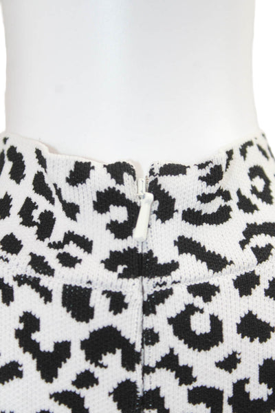 Adam Lippes Women Animal Print Sleeveless Mock Neck Zip Tank Black Size S