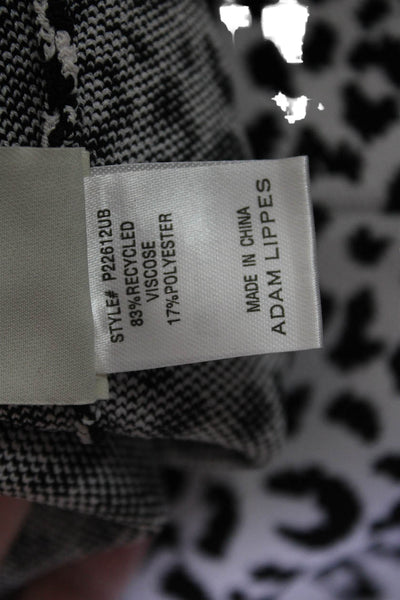 Adam Lippes Women Animal Print Sleeveless Mock Neck Zip Tank Black Size S