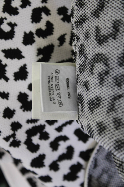Adam Lippes Women Animal Print Sleeveless Mock Neck Zip Tank Black Size S