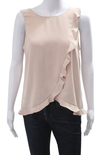 Amanda Uprichard Women Beige Sleeveless Round Neck Blouse 100% Polyester Size M