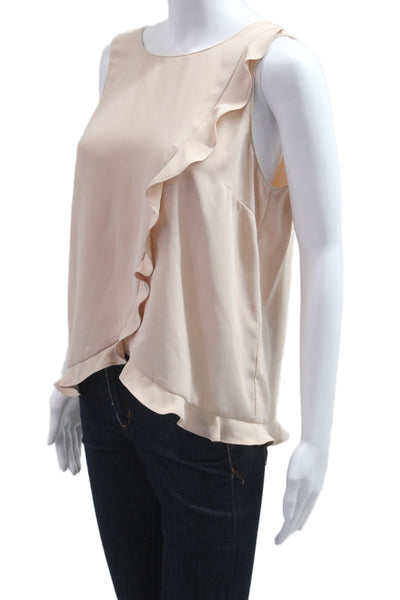 Amanda Uprichard Women Beige Sleeveless Round Neck Blouse 100% Polyester Size M