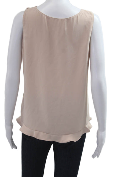 Amanda Uprichard Women Beige Sleeveless Round Neck Blouse 100% Polyester Size M