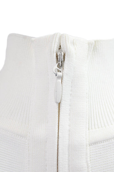Herve Leger Women White Mock Neck Tank Sleeveless Zip Designer Size S