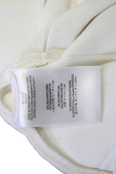 Herve Leger Women White Mock Neck Tank Sleeveless Zip Designer Size S