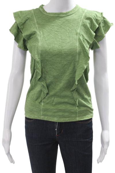 Veronica Beard Womens Green Pima Cotton Short Sleeve T-Shirt Size XS