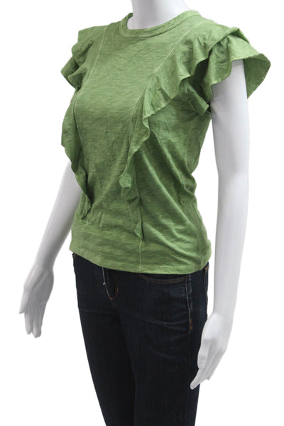 Veronica Beard Womens Green Pima Cotton Short Sleeve T-Shirt Size XS