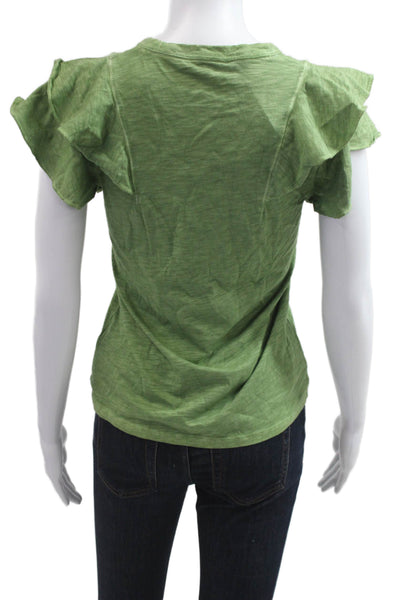 Veronica Beard Womens Green Pima Cotton Short Sleeve T-Shirt Size XS