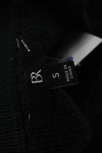 BR Womens Cardigan Black Cotton Collared Button Short Sleeve Fall Size S