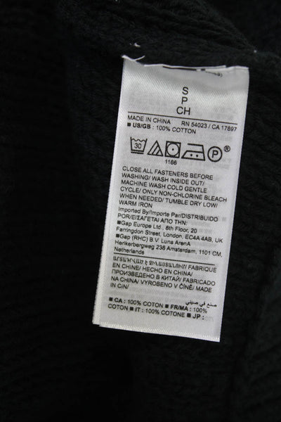 BR Womens Cardigan Black Cotton Collared Button Short Sleeve Fall Size S