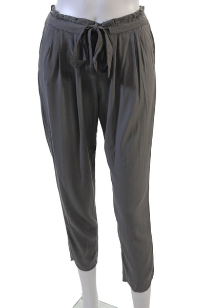 Ramy Brook Womens Ankle Cropped Paperbag Pants Dark Gray Size M