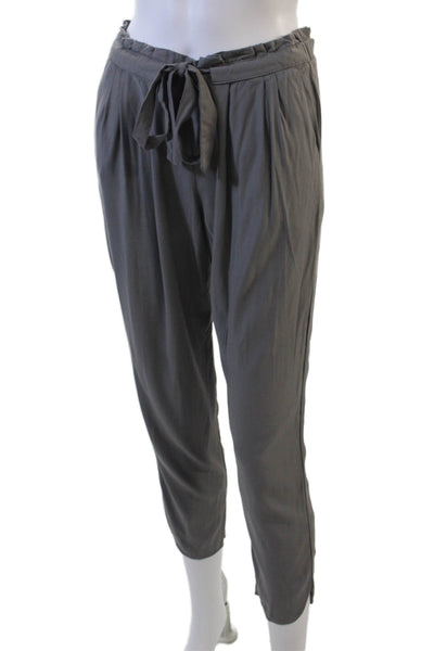 Ramy Brook Womens Ankle Cropped Paperbag Pants Dark Gray Size M