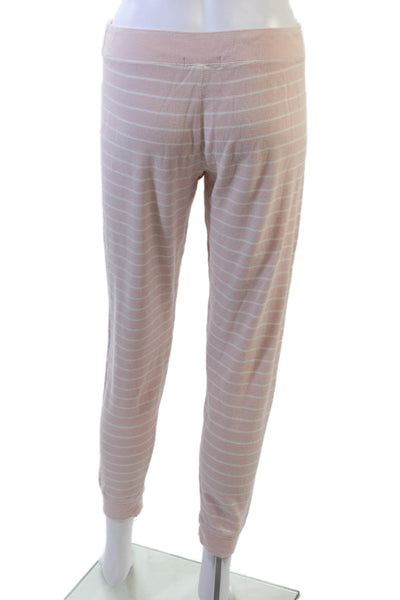 PJ Salvage Womens Striped Long Sleeves Pajama Set Pink Cotton Size Small