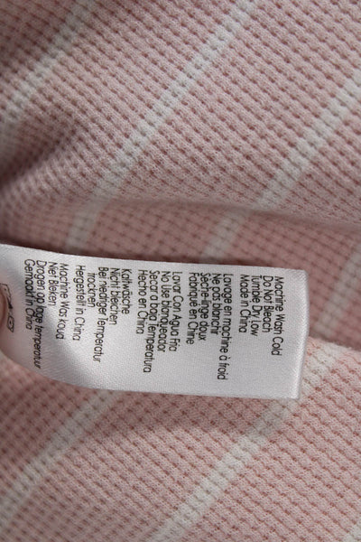 PJ Salvage Womens Striped Long Sleeves Pajama Set Pink Cotton Size Small