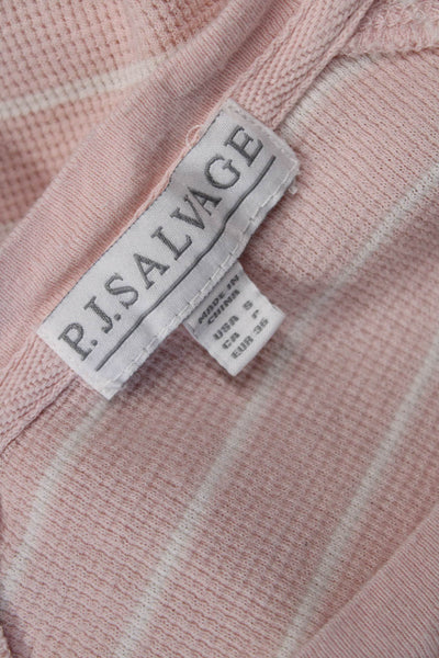 PJ Salvage Womens Striped Long Sleeves Pajama Set Pink Cotton Size Small