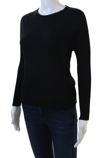 Lucy Paris Womens Pullover Sweater Striped Black Crew Neck Long Sleeve Size M