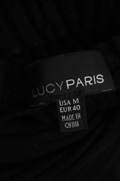 Lucy Paris Womens Pullover Sweater Striped Black Crew Neck Long Sleeve Size M