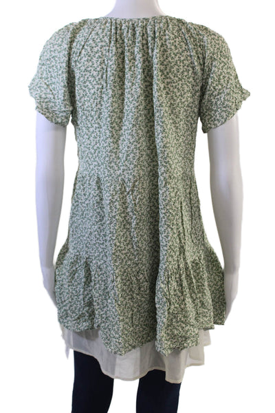 Rails Womens Petite Trapeze Swing Floral V-Neck Green Blouse Size XS