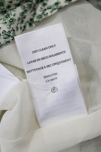 Rails Womens Petite Trapeze Swing Floral V-Neck Green Blouse Size XS