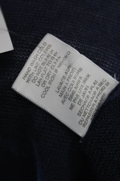 Joie Unisex Pullover Dark Blue Graphic Print Linen Viscose Round Neck Size L