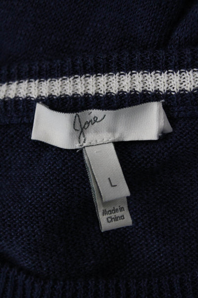 Joie Unisex Pullover Dark Blue Graphic Print Linen Viscose Round Neck Size L
