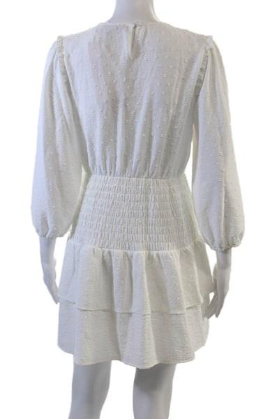 Aqua Childrens Girls Swiss Dot A Line Tiered Dress White Size 14-16