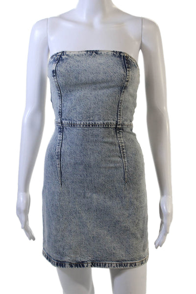Zara Women Bodycon Mini Dress Blue Sleeveless Zip Above Knee Size XS