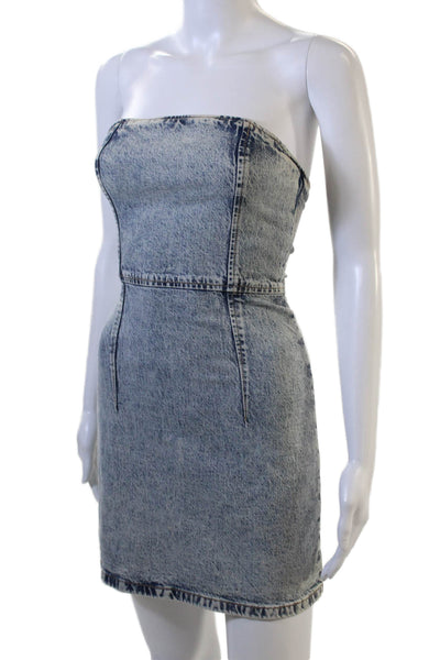 Zara Women Bodycon Mini Dress Blue Sleeveless Zip Above Knee Size XS