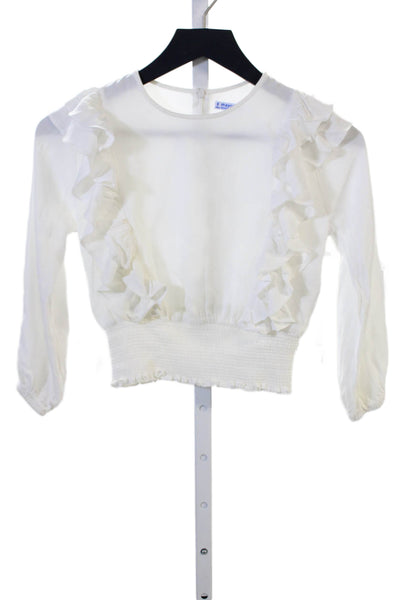 Mayoral Childrens Girls Ruffled Long Sleeves Blouse White Size 8