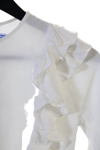 Mayoral Childrens Girls Ruffled Long Sleeves Blouse White Size 8