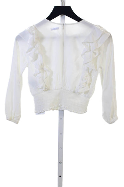 Mayoral Childrens Girls Ruffled Long Sleeves Blouse White Size 8