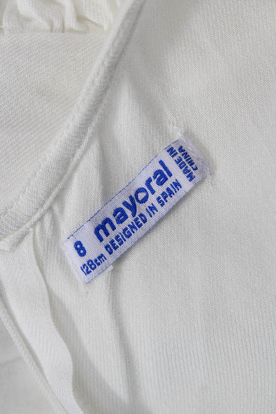 Mayoral Childrens Girls Ruffled Long Sleeves Blouse White Size 8