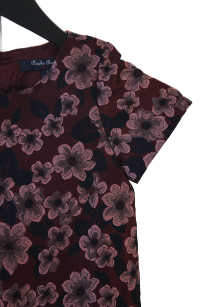 Brooks Brothers Red Fleece Childrens Girls Floral Dress Red Navy Blue Size 6