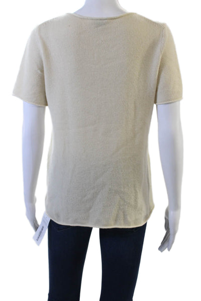 Theory Women Basic Cashmere Crew Neck Short Sleeve T-Shirt Beige Size M