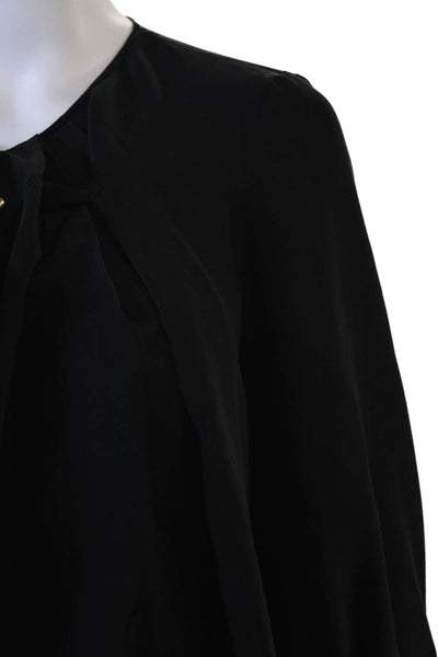 Class Roberto Cavalli Women Black Silk 3/4 Sleeve Hook & Eye Blouse Size 6