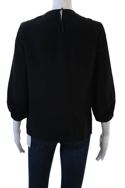 Class Roberto Cavalli Women Black Silk 3/4 Sleeve Hook & Eye Blouse Size 6