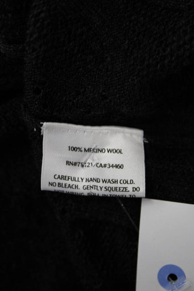 Eileen Fisher Women Black Merino Wool Cardigan 3/4 Sleeve Solid Size 1X