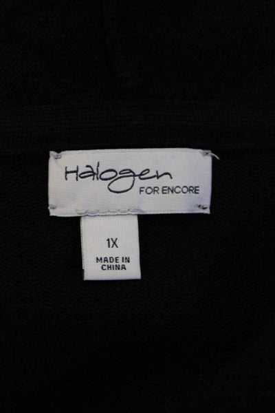 Halogen Women Cardigan Sweater Black 50% Merino Wool Size 1X