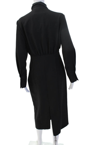 Zara Womens Black Collared Long Sleeve Shirt Dress Button Size L