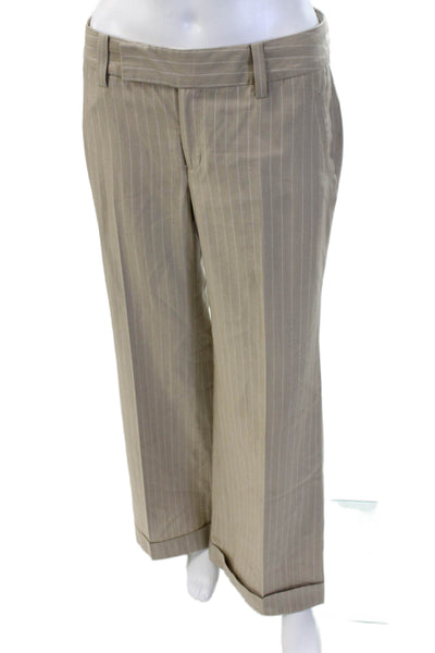 Banana Republic Womens Dress Pants Beige Striped Wool Silk Inseam 30 Size 4