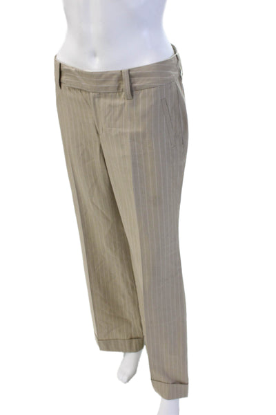 Banana Republic Womens Dress Pants Beige Striped Wool Silk Inseam 30 Size 4