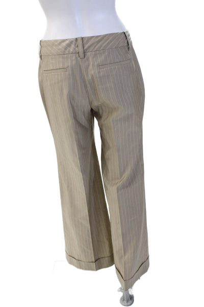 Banana Republic Womens Dress Pants Beige Striped Wool Silk Inseam 30 Size 4