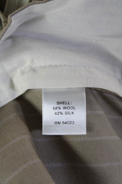 Banana Republic Womens Dress Pants Beige Striped Wool Silk Inseam 30 Size 4