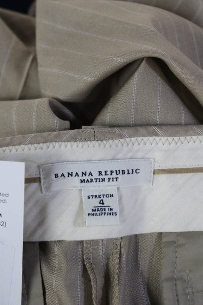 Banana Republic Womens Dress Pants Beige Striped Wool Silk Inseam 30 Size 4