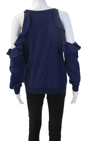 Scripted Womens Dark Blue Crew Neck Long Sleeve Sweatshirt Size XS