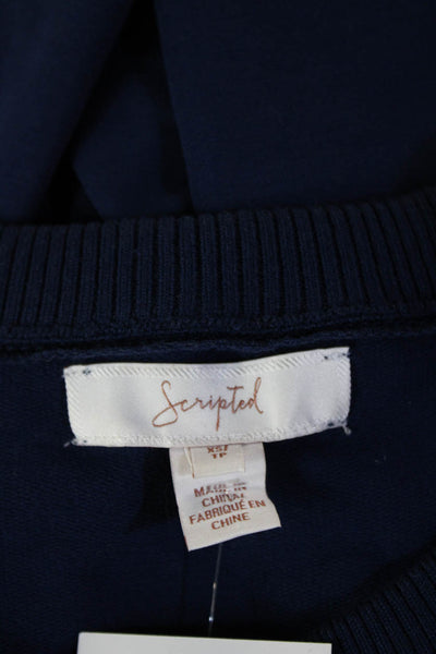 Scripted Womens Dark Blue Crew Neck Long Sleeve Sweatshirt Size XS