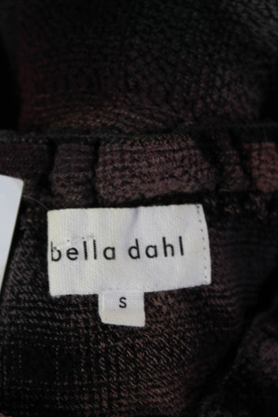 Bella Dahl Women Tunic Blouse Plaid Black Long Sleeve Round Neck Size S